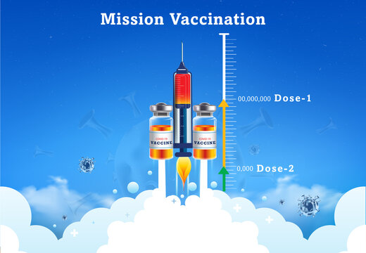 Corona Covid 19 Double Dose Or Booster Shot Vaccination Target Meter Speed Race Concept And Infographic Design