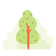 Flat forest tree nature plant isolated eco foliage