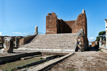 Ancient and well preserved Roman ruin of Capitolium the temple of ancient Rome dedicated to the...