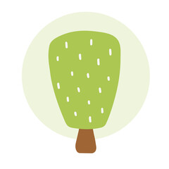 Flat forest tree nature plant isolated eco foliage