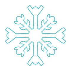 Snowflake icon. Simple flat vector line illustration isolated on white background. Silhouette flake of snow.