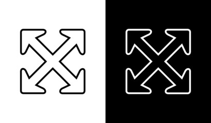 Obraz premium Arrows in four directions. Vector web icon isolated on white and black background. Flat design style. Vector illustration sign symbol