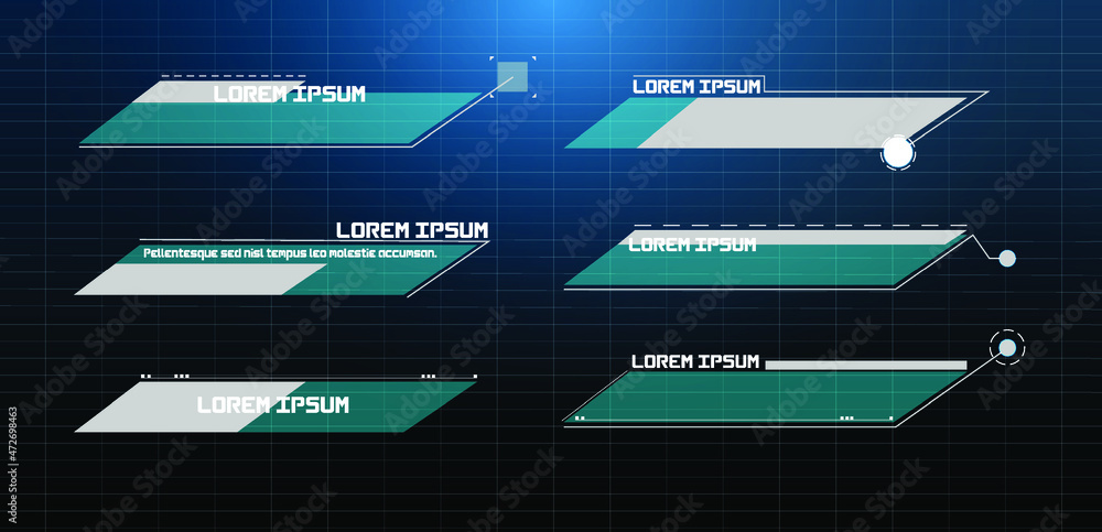 Poster futuristic vector hud interface screen design. digital callouts titles. hud ui gui futuristic user i