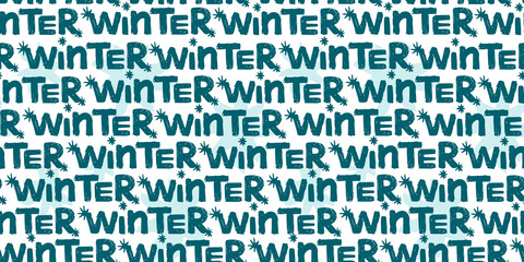 seamless pattern with the word winter. The inscription is in the grunge style. grunge winter background for design
