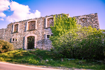 Abandoned greek stone building