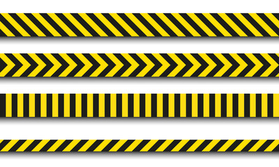 Yellow and black danger ribbons with shadow.