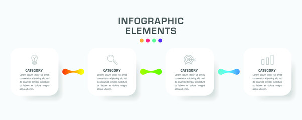 Infographic design vector and marketing icons can be used for workflow layout, diagram, annual report, web design. Business concept with 4 options, steps or processes. 