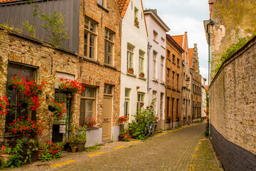Fototapeta na wymiar Street scene, Bruges, West Flanders, Belgium.