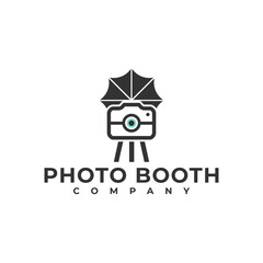 photo booth studio logo, simple camera. design vector photography company - obrazy, fototapety, plakaty