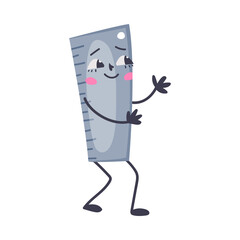 Funny Ruler as Office Supply Humanized Character Vector Illustration