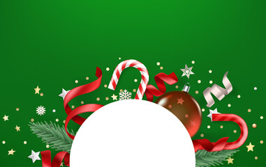 Christmas greeting card vector template with season decor