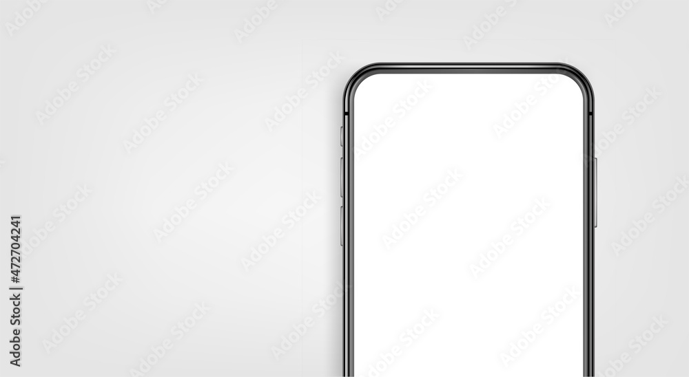 Poster smartphone with blank screen. vector banner with copy space