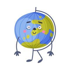 Funny Globe as Office Supply Humanized Character Vector Illustration