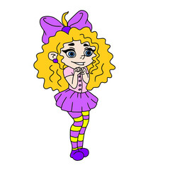 Vector baby girl cute design for stickers ,social media banners,postcards,fabrics ,backgrounds