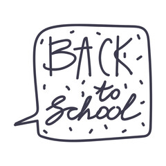 Back to School Inscription or Writing in Speech Bubble Vector Illustration