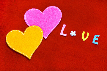 Image of  hearts.  hearts and text love