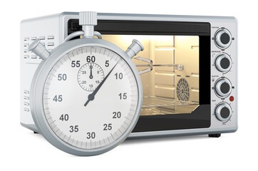 Convection toaster oven with stopwatch, 3D rendering
