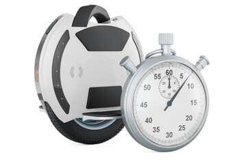 Stopwatch with electric unicycle, 3D rendering