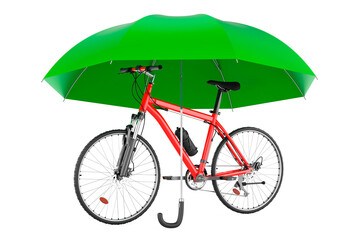 Sport bicycle under umbrella, 3D rendering