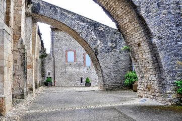 Fototapeta na wymiar Arcades Chateau du Doyenné in Varen department of Tarn-et-Garonne in the Occitanie region, France