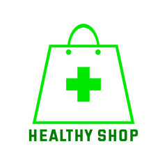 Bag and plus logo design, perfect for use as a logo for buying and selling businesses and health brands