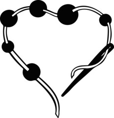 Needle for sewing, embroidery symbol hand drawn