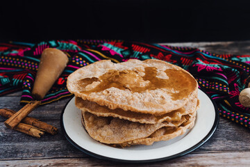 mexican buñuelos recipe and ingredients of traditional dessert for Christmas in Mexico	