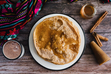 mexican buñuelos recipe and ingredients of traditional dessert for Christmas in Mexico	