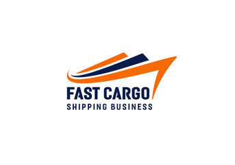 Fast cargo logistic delivery. Fast shipping business logo design template