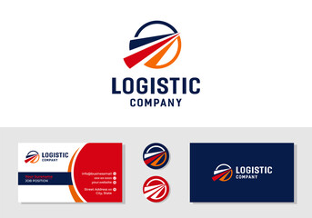 Logistic delivery, fast shipping logo and business card design template inspiration - obrazy, fototapety, plakaty
