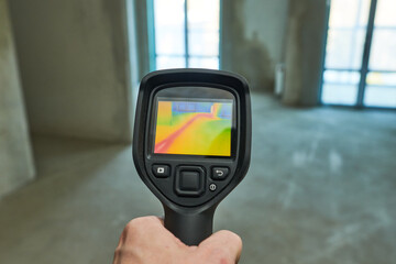 thermal imaging camera inspection for temperature check and finding heating pipes in floor