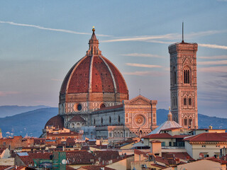 Italy, Florence. Florence Cathedral, Basilica di Santa Maria del Fiore in the warm evening light.