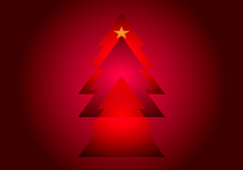 Silueta de &aacute;rbol de navidad roja para tarjeta navide&ntilde;a.