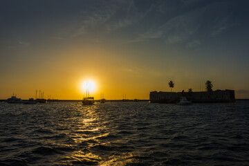 Beautiful sunset seen at S&atilde;o Marcelo Fort (Forte S&atilde;o Marcelo) - Salvador, Bahia, Brazil
