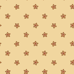 Gingerbread Stars Seamless Christmas Pattern