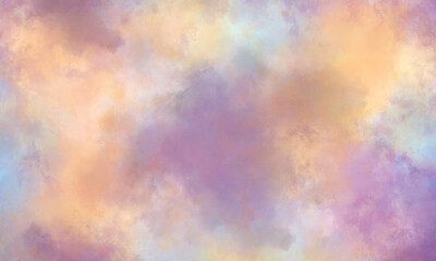 Watercolor background in pink, orange, blue and purple tones. Copy space, horizontal banner.