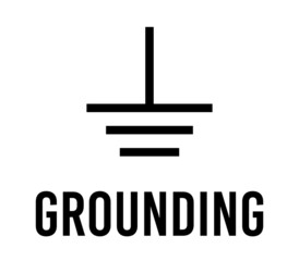 Grounding electronic component, vector icon flat design concept. Electricity physics scheme for education.