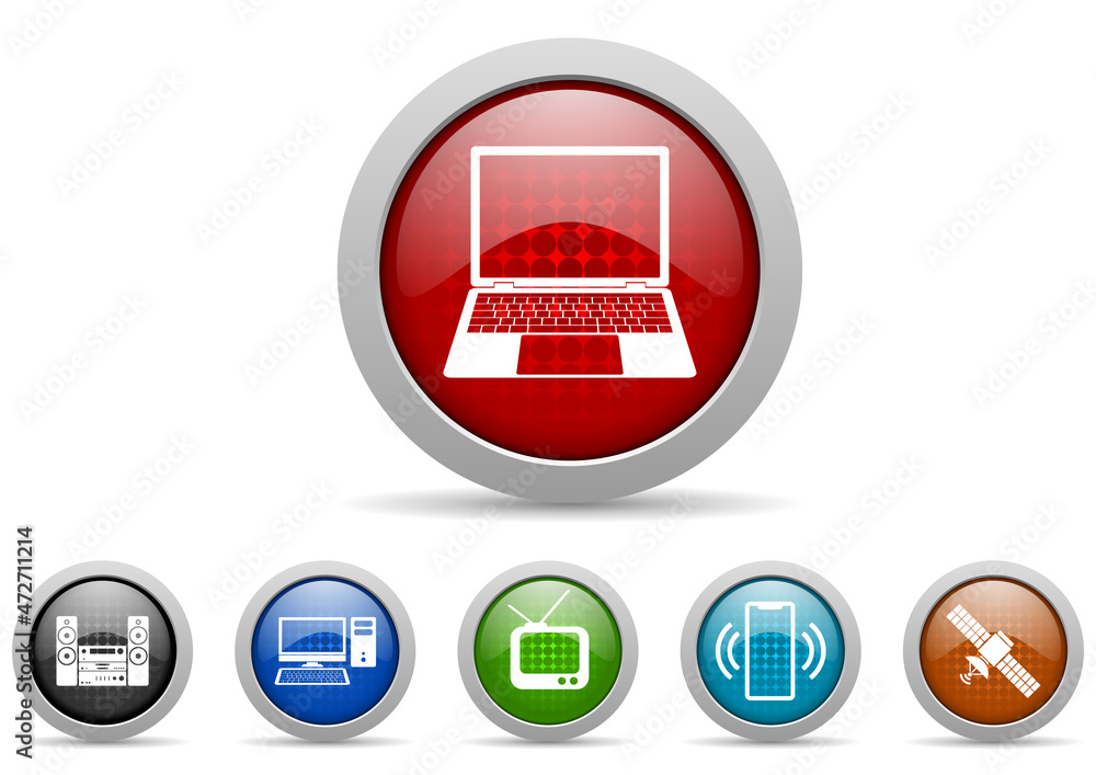 Leinwandbilder technology concept icon set, computer and internet web buttons