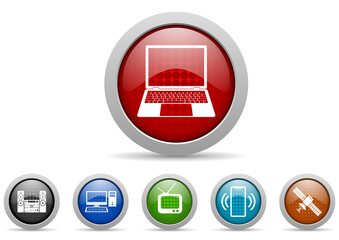 Technology concept icon set, computer and internet web buttons