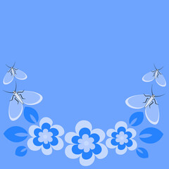 lowers and butterflies, a frame in the form of a horseshoe or semicircle. Design element