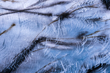Abstract winter drawing made of watercolor on paper. 