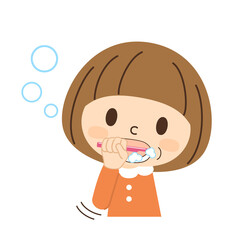 歯磨きを1人でしっかりする女の子