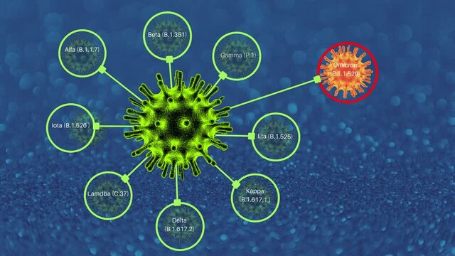 Scheme with all the variants of Covid-19 including the new South African variant, SARS-CoV-2 Coronavirus variant omicron B.1.1.529