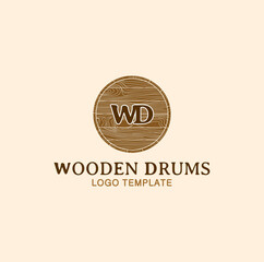 WD Wooden Drum Initials, Wood Grain Logo Design Inspiration