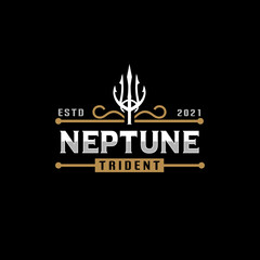Trident Spear of Neptune Poseidon God Triton King logo design - obrazy, fototapety, plakaty
