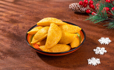 Delicious and traditional Colombian empanadas - Christmas atmosphere