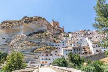 Obraz premium Beautiful view of part of the town Alcalá del Júcar and its picturesque houses
