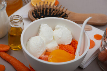 Organic natural home made hair mask with carrots.