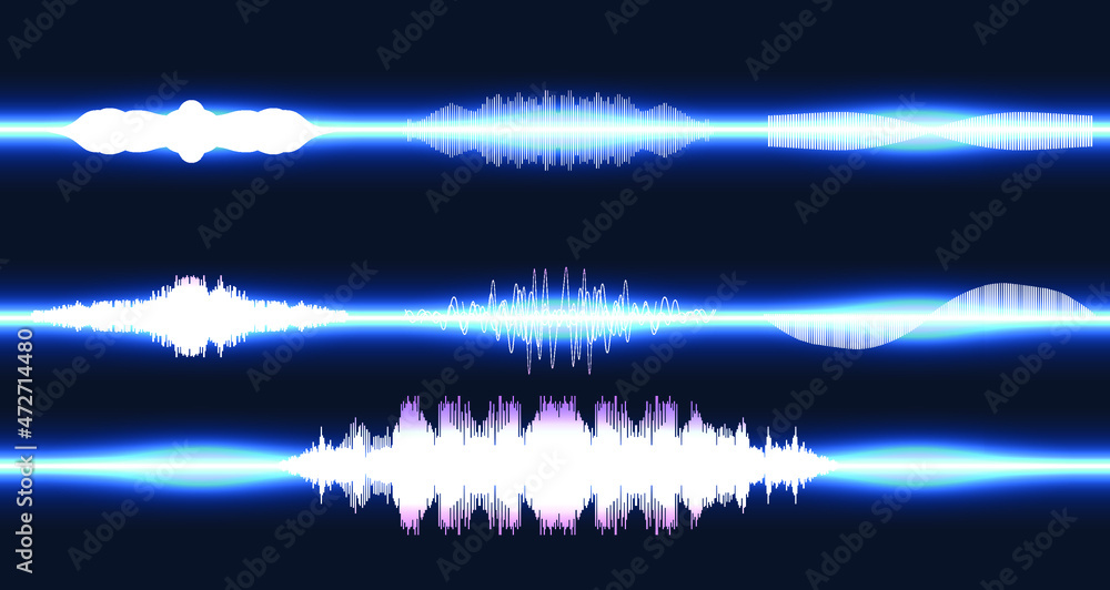 Aufkleber graphic of amplitude or audio range effect. chart of sound wave isolated on white background. sound 