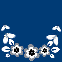 lowers and butterflies, a frame in the form of a horseshoe or semicircle. Design element